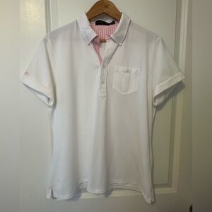 Ralph Lauren XL White Polo Shirt. Pink detail. EUC
